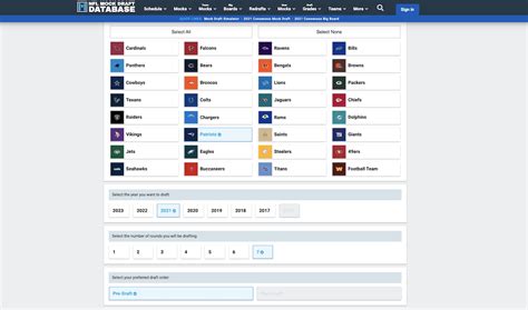 nfl mock draft database simulator